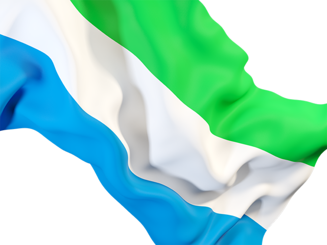 Равевающийся флаг крупным планом. Скачать флаг. Сьерра-Леоне