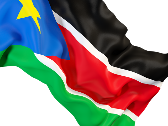 Равевающийся флаг крупным планом. Скачать флаг. Южный Судан