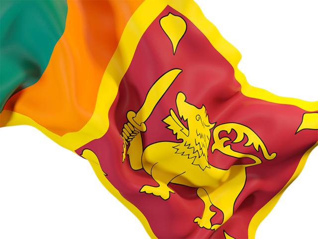 Равевающийся флаг крупным планом. Скачать флаг. Шри-Ланка