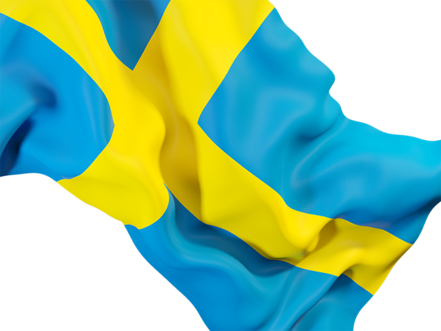 Равевающийся флаг крупным планом. Скачать флаг. Швеция