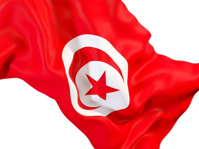 Равевающийся флаг крупным планом. Скачать флаг. Тунис