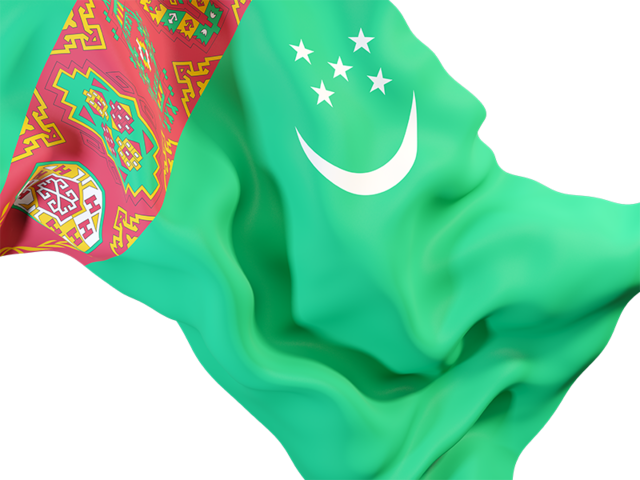 Waving flag closeup. Download flag icon of Turkmenistan at PNG format