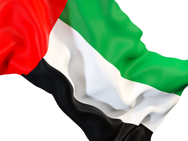 Равевающийся флаг крупным планом. Скачать флаг. Объединённые Арабские Эмираты