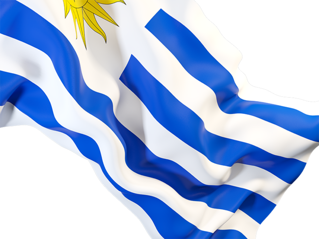 Равевающийся флаг крупным планом. Скачать флаг. Уругвай