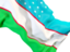 Uzbekistan. Waving flag closeup. Download icon.