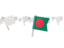 Bangladesh. White flag pins. Download icon.