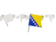 Bosnia and Herzegovina. White flag pins. Download icon.