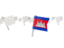 Cambodia. White flag pins. Download icon.