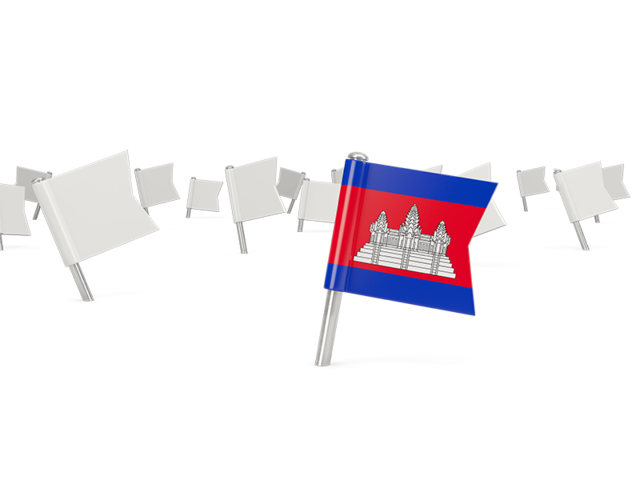 Белые флажки. Скачать флаг. Камбоджа