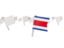 Costa Rica. White flag pins. Download icon.