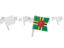 Dominica. White flag pins. Download icon.