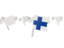 Finland. White flag pins. Download icon.