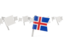 Iceland. White flag pins. Download icon.