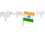 India. White flag pins. Download icon.