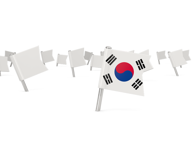 Белые флажки. Скачать флаг. Южная Корея