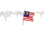 Malaysia. White flag pins. Download icon.
