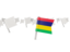 Mauritius. White flag pins. Download icon.