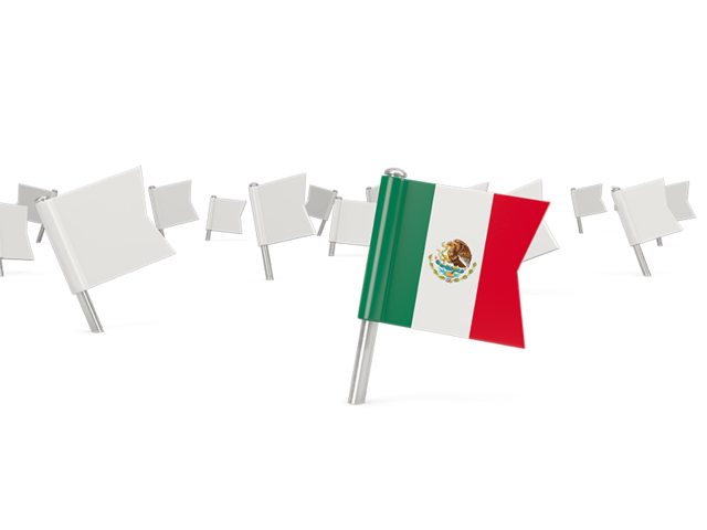 Белые флажки. Скачать флаг. Мексика