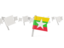 Myanmar. White flag pins. Download icon.