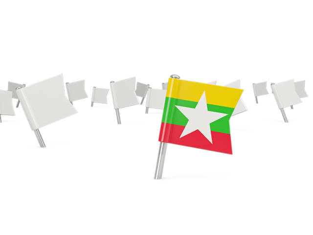 Белые флажки. Скачать флаг. Мьянма
