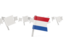 Netherlands. White flag pins. Download icon.