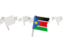 South Sudan. White flag pins. Download icon.