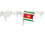 Suriname. White flag pins. Download icon.