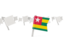 Togo. White flag pins. Download icon.