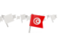 Tunisia. White flag pins. Download icon.