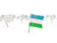 Uzbekistan. White flag pins. Download icon.