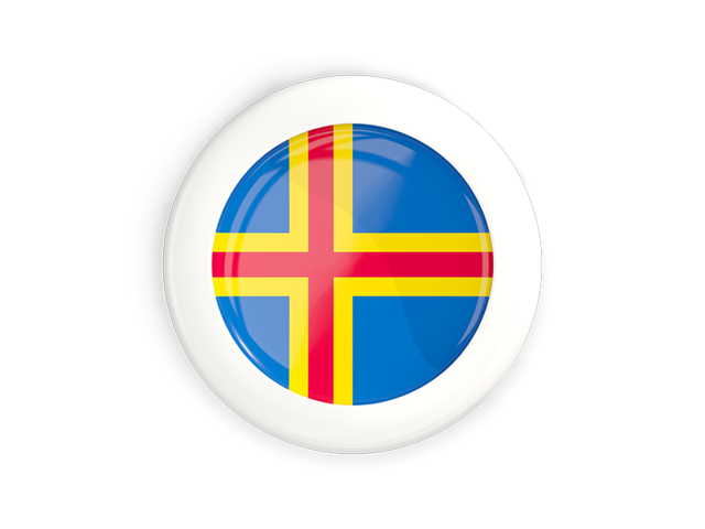 White framed round button. Download flag icon of Aland Islands at PNG format