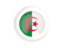 Algeria. White framed round button. Download icon.