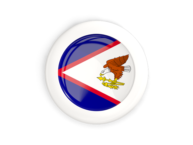 Круглая кнопка с белой рамкой. Скачать флаг. Американское Самоа