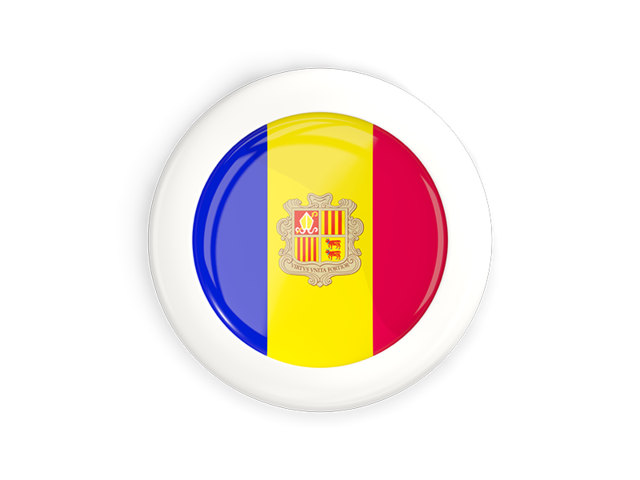 White framed round button. Download flag icon of Andorra at PNG format
