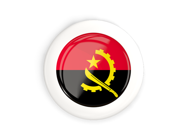 Круглая кнопка с белой рамкой. Скачать флаг. Ангола