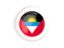 Antigua and Barbuda. White framed round button. Download icon.