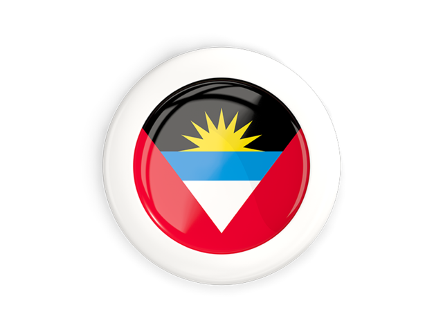 White framed round button. Download flag icon of Antigua and Barbuda at PNG format
