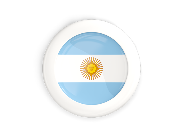 White framed round button. Download flag icon of Argentina at PNG format