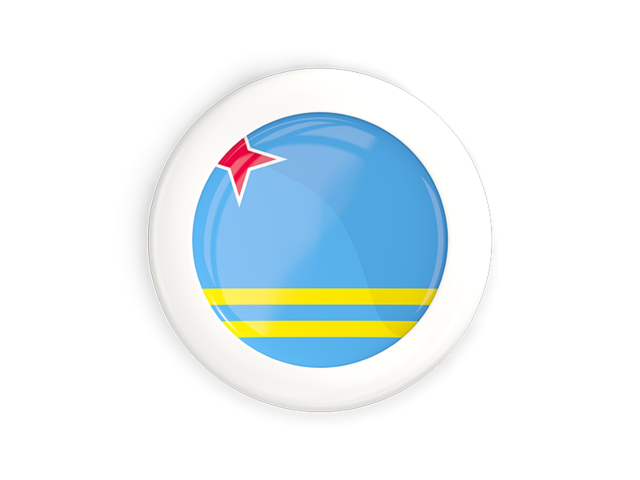 White framed round button. Download flag icon of Aruba at PNG format