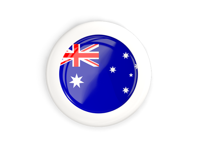 White framed round button. Download flag icon of Australia at PNG format