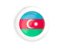 Azerbaijan. White framed round button. Download icon.