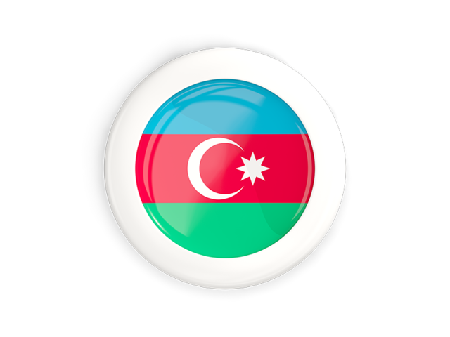 White framed round button. Download flag icon of Azerbaijan at PNG format