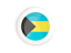 Bahamas. White framed round button. Download icon.