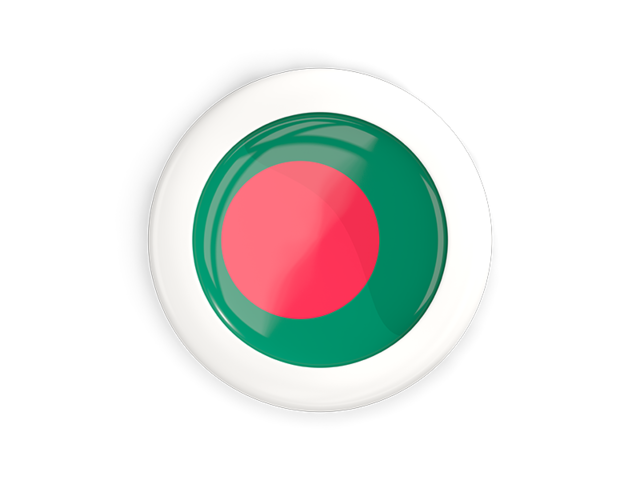 Круглая кнопка с белой рамкой. Скачать флаг. Бангладеш