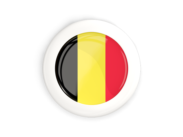 White framed round button. Download flag icon of Belgium at PNG format