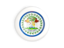 Belize. White framed round button. Download icon.