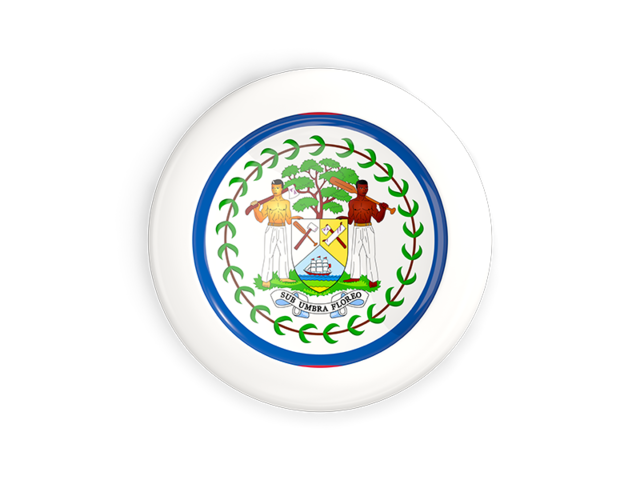 White framed round button. Download flag icon of Belize at PNG format