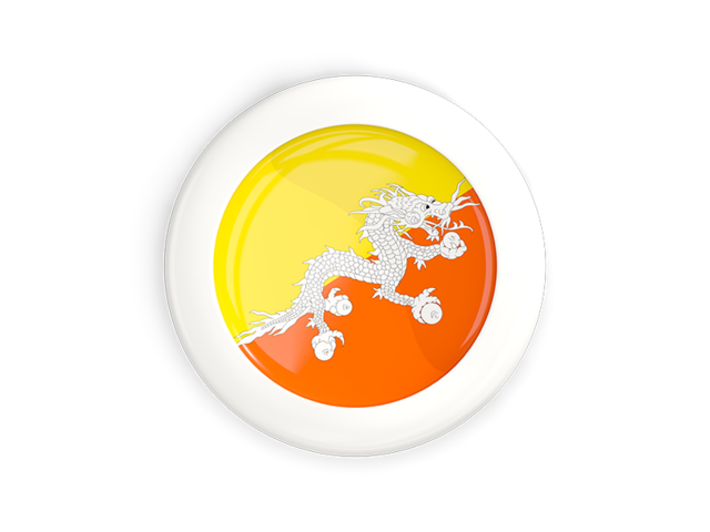 White framed round button. Download flag icon of Bhutan at PNG format