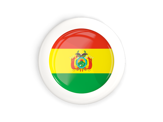 Круглая кнопка с белой рамкой. Скачать флаг. Боливия