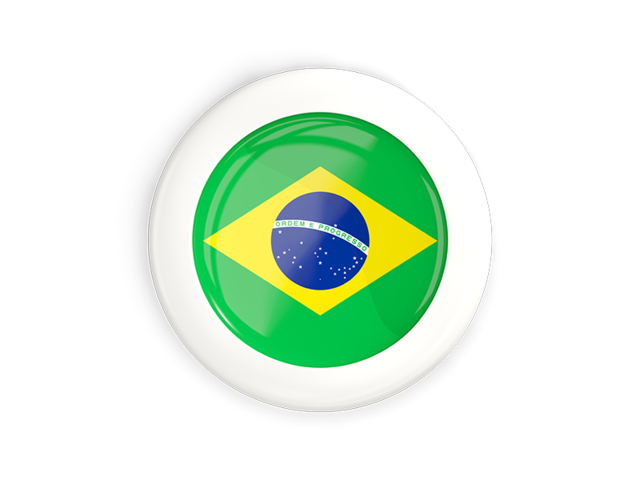 White framed round button. Download flag icon of Brazil at PNG format